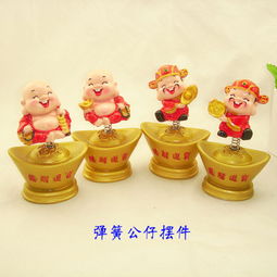 萌趣納福 Q版財神彈簧車載公仔，義烏藍喵電商的樹脂工藝精品